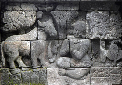 ILW Borobudur Mendut Tempelvoet 3e 132 den buffel