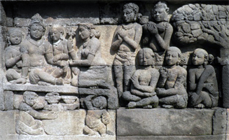 ILW Borobudur Mendut Tempelvoet verstrekken van voedsel 01